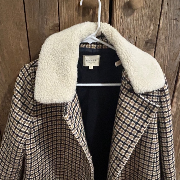 SEZANE BILLY COAT  Ecru Ocher Tiles LINED WOOL BLEND JACKET SIZE 36 - Picture 12 of 16